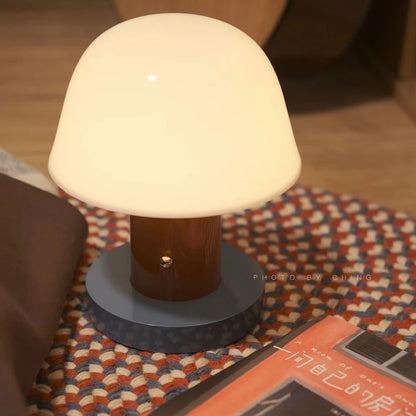 Mushroom table lamp bedroom bedside decorative lamp USB charging LED touch switch desk lamp