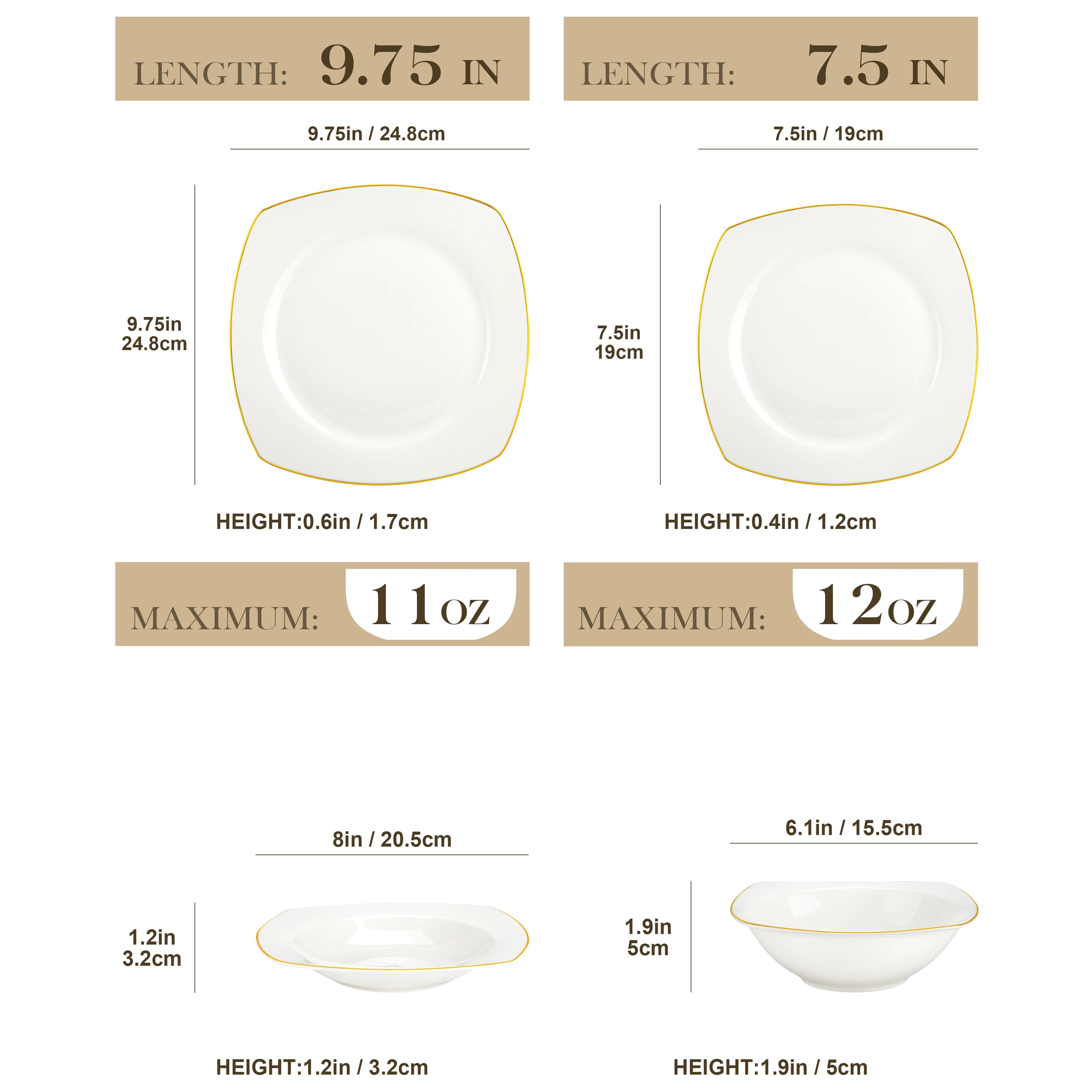 MALACASA NORI 16/32-PIECE Nordic European White Bone China Tableware Set with Bowl,Dinner&Dessert&Soup Plate Set for 4/8 person