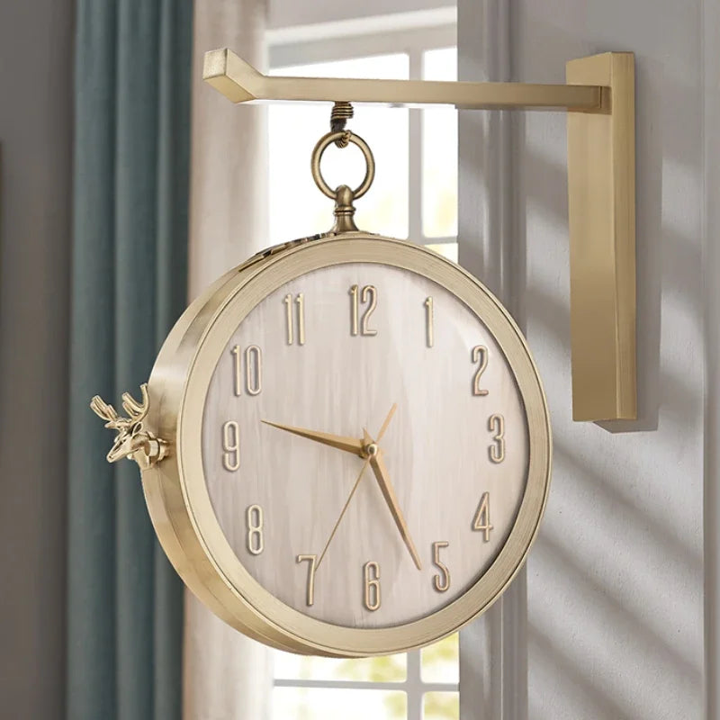 Double-sided Wall Clock Living Room Large Clocks Wall Art Watches Modern Metal Watch Silent Luxury Room Design Home Decoration