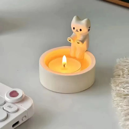 Kitten Candle Holder Cute Cat Candlestick Creative Aromatherapy Candle Holder Durable High Tempe Cartoon Candlestick Decoration