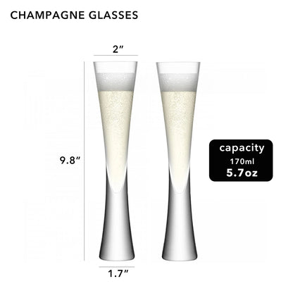 ​​Hand Blown Champagne Flutes Glasses | Clear Crystal for Weddings & Parties | Housewarming Toasting Cups Gifts​​