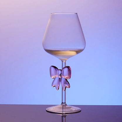 Pink Bow Glass Decor Glass Cup Goblet Bow Handle Glasses Heat-resistant High Borosilicate Dessert Ice Cream Bowl Festival Gifts