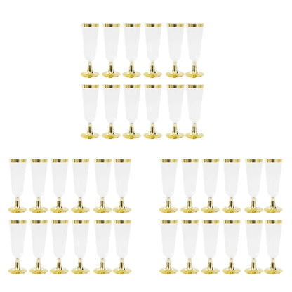 ELEG-36X Wedding Champagne Flute Creative Disposable Plastic Wedding Cup Champagne Glass Drinking Utensils For Party-Golden