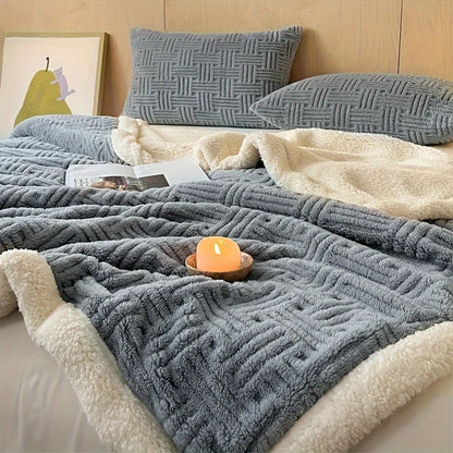 Deluxe Vintage Double Blanket - Soft Plush Gaff And Imitation Wool | Machine Washable | Milk Velvet Knit Fabric