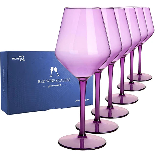MICHLEY 2/4/6PCS Unbreakable Colorful Tritan Plastic Wine Glass Set Reusable Luxury For Party Outdoor Dishwasher Glassware