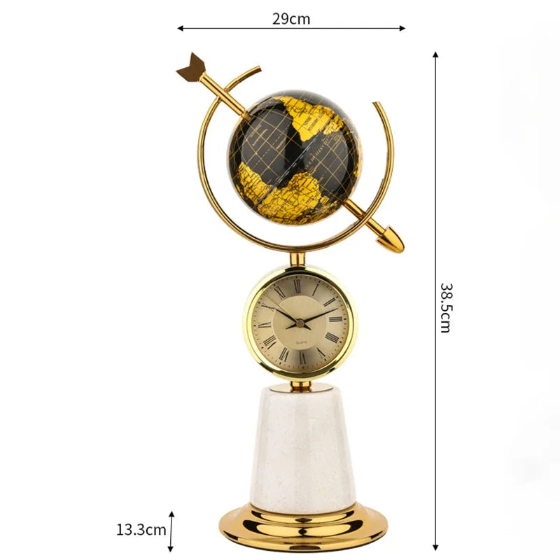 Modern Globe Figurines Clocks Luxury Living Room Nordic Sculptures Desktop Creative Figurine Table Sculpture Art Crafts Home