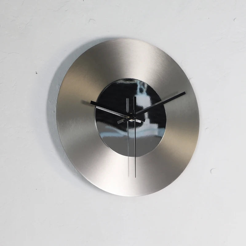Creative metal wall clock silver CD clock mirror round living room  studio personality Nordic silent wall clock  horloge murale