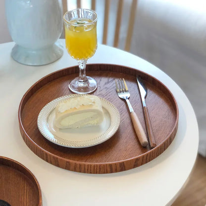 Wooden Round Table Decoration Tray Tray Decorative Trays Snack cake Plate Sundries Display Organizer Desktop Decorative Plate