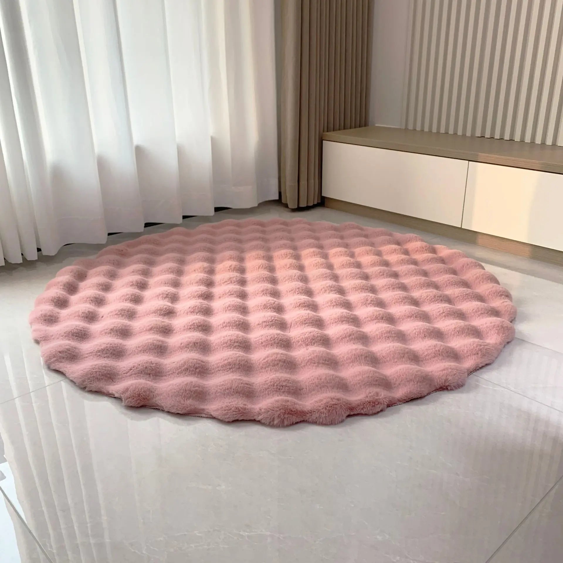 Rabbit Hair Bubble Velvet Carpet Round Soft Fluffy Plush Imitation Fur Rug Kids Bedroom Cushion Coffee Table Foot Mat Home Decor
