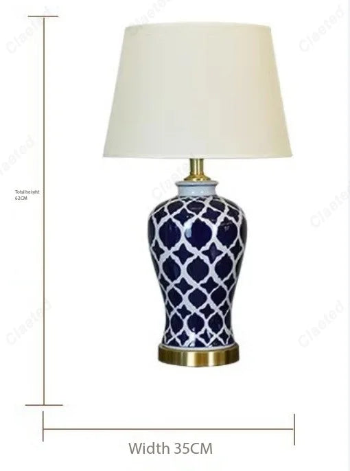 American Retro Simple LED Blue and White Ceramic Wall Lamp Living Room Bedroom Bedside Decorative Lighting