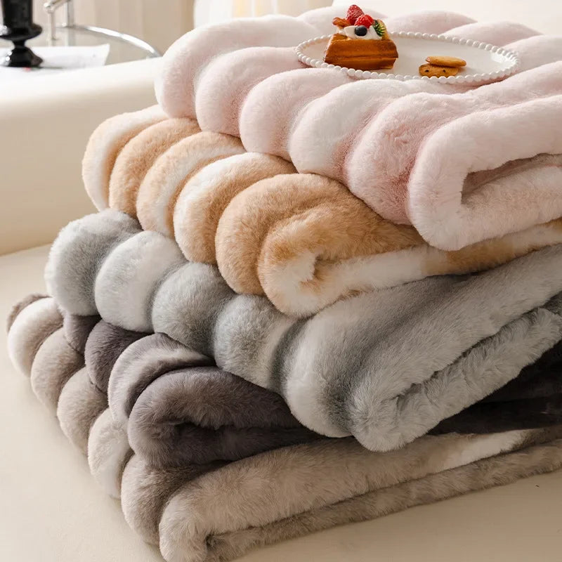 EIFLOY-Rabbit Plush Sofa Cover, Non Slip, Towel Blanket, Soft, Thick, Couch Slipcover, Winter, Universal, Furniture Protector
