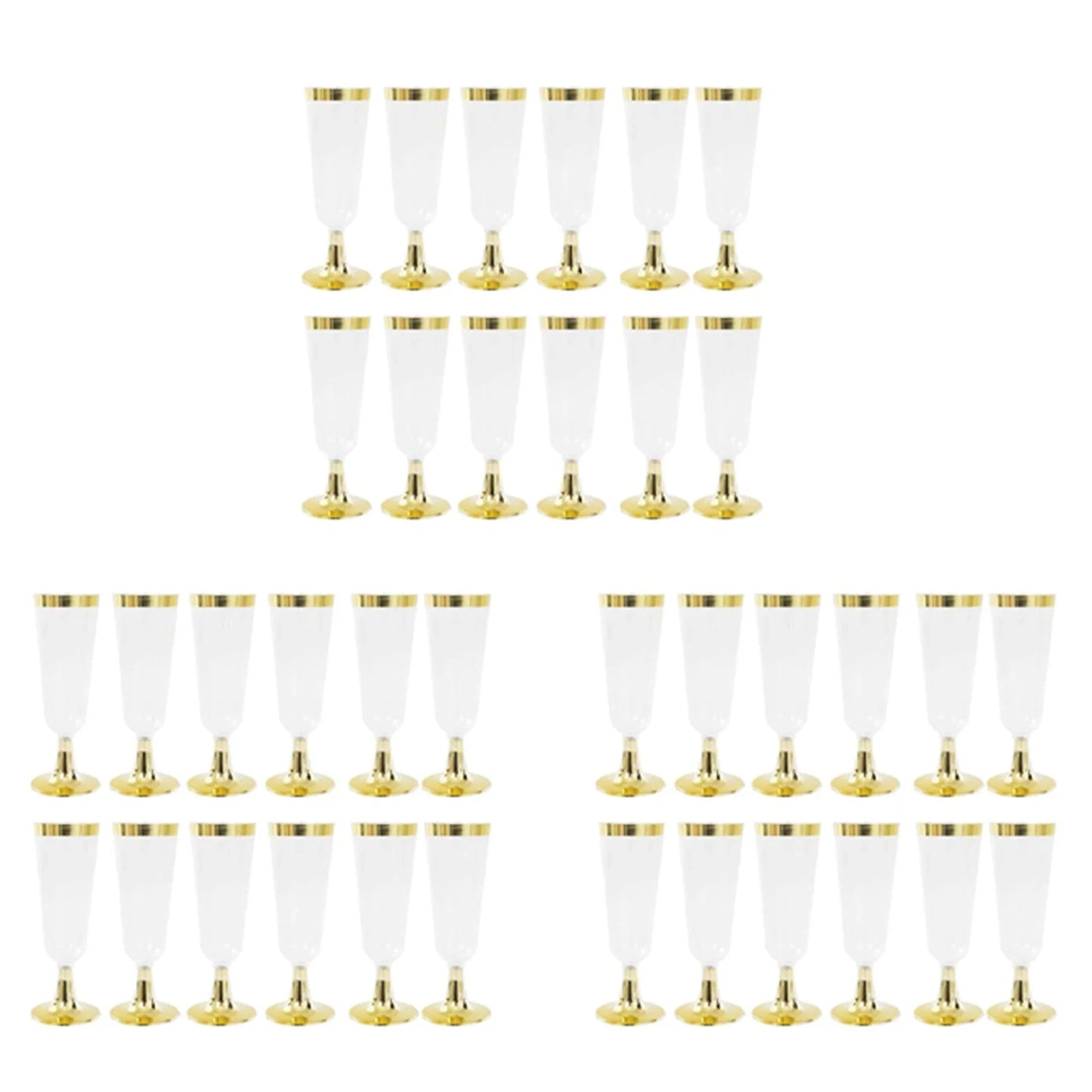 ELEG-36X Wedding Champagne Flute Creative Disposable Plastic Wedding Cup Champagne Glass Drinking Utensils For Party-Golden