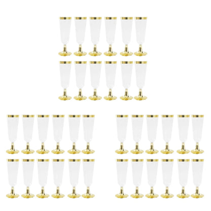 ELEG-36X Wedding Champagne Flute Creative Disposable Plastic Wedding Cup Champagne Glass Drinking Utensils For Party-Golden