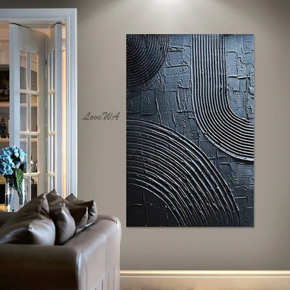 Black Abstract Palette Knife Oil Paintings Frameless Acrylic Textured Art Drawing Modern Canvas Decor Bedroom Wall Picture