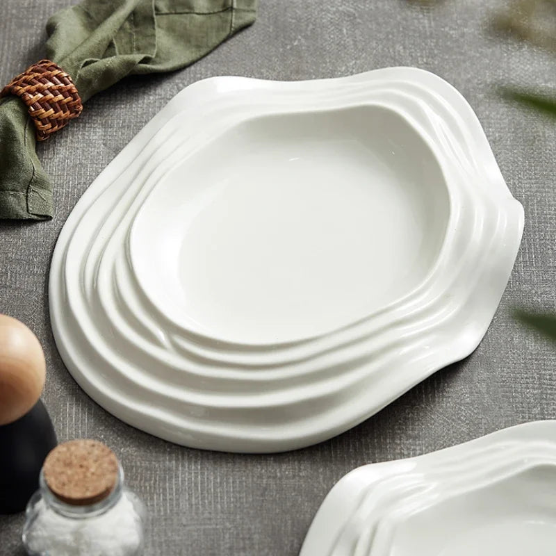Special-shaped Ceramic Artistic Conception Dish Featured Hotel Western Food Steak Plate Pasta Plate Kitchen Fruit Salad Plate