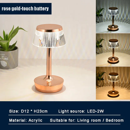 Fantastic Home Decorative Hotel Office Bedroom USB Cable Switch Crystal Lamp rechargeable table lamp For Bar Coffee Store