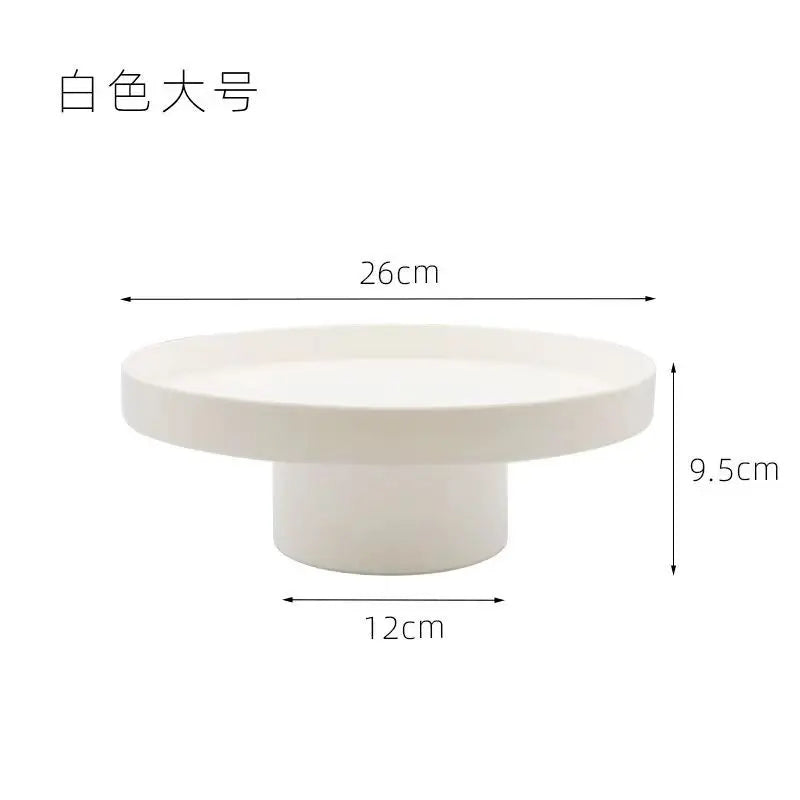 Round Black White Decorative Tray Storage Organizer ABS Tray Fruit Perfume Cosmetic Tray Home Decor Plates Simple Storage Plate
