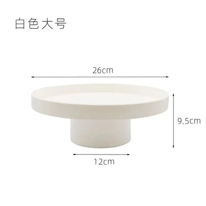 Round Black White Decorative Tray Storage Organizer ABS Tray Fruit Perfume Cosmetic Tray Home Decor Plates Simple Storage Plate