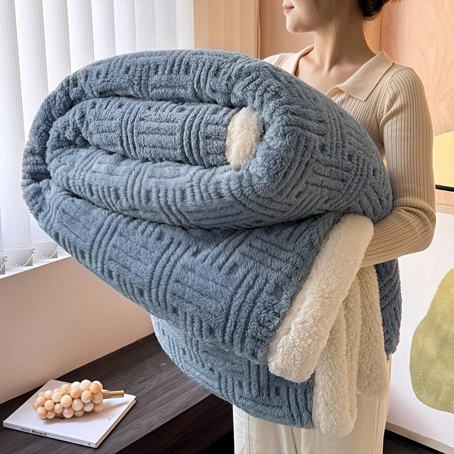 Deluxe Vintage Double Blanket - Soft Plush Gaff And Imitation Wool | Machine Washable | Milk Velvet Knit Fabric