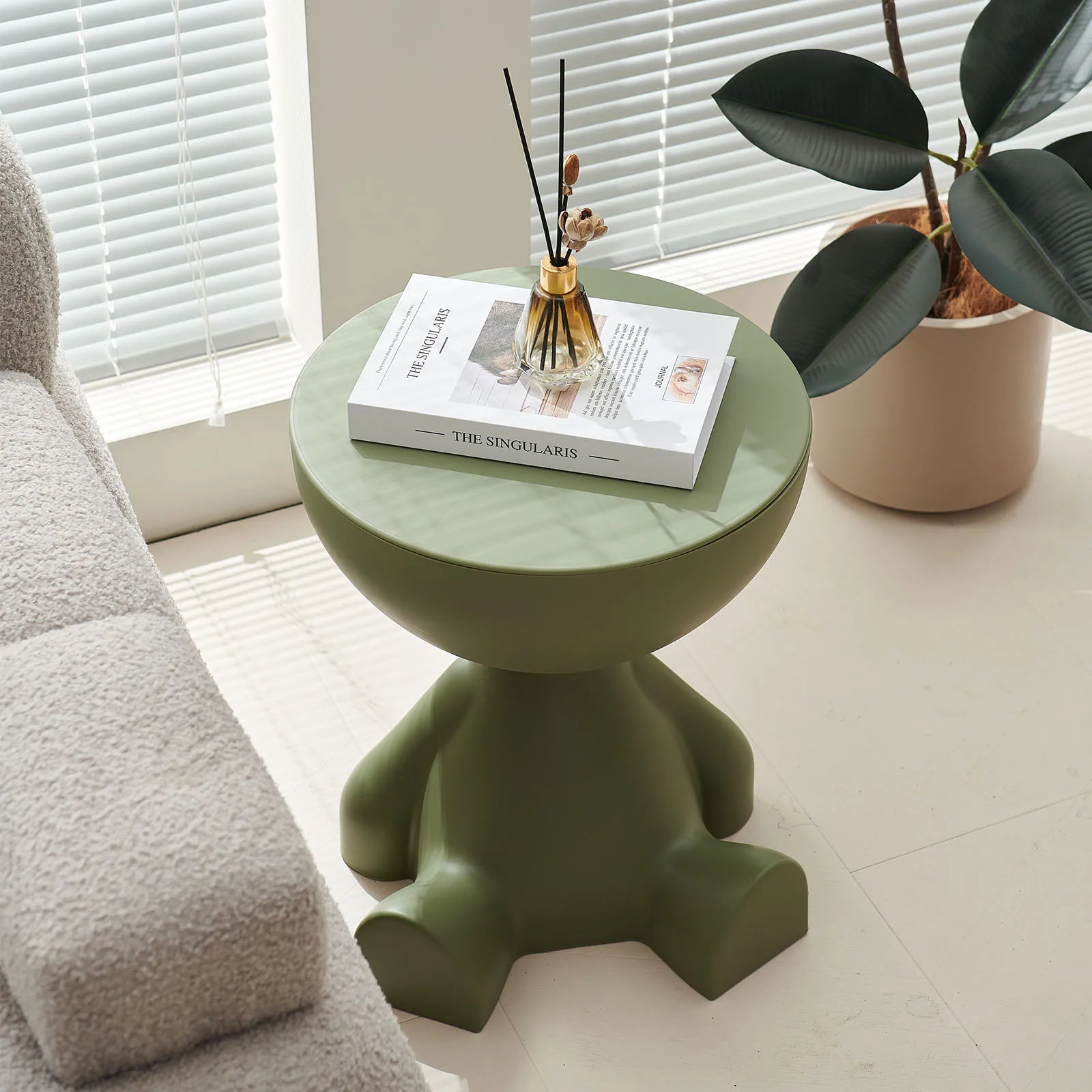 Round Matte Side Table with Hidden Storage – view 9, modern home furniture