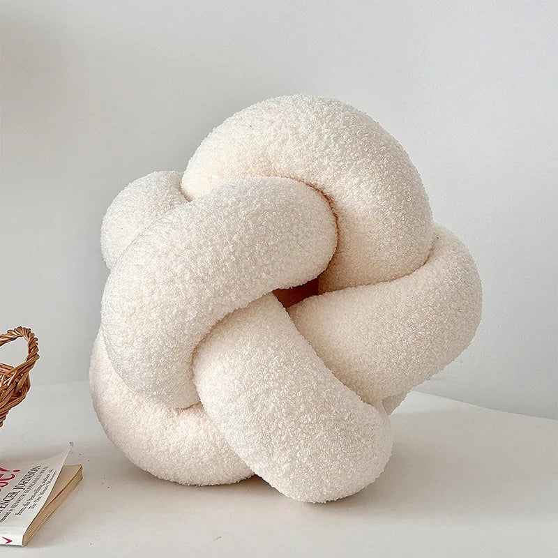 Knotted Ball Pillow Lamb Velvet Pillow Sofa Pillow Living Room Single-standed Octagonal Cushion Bed Backrest