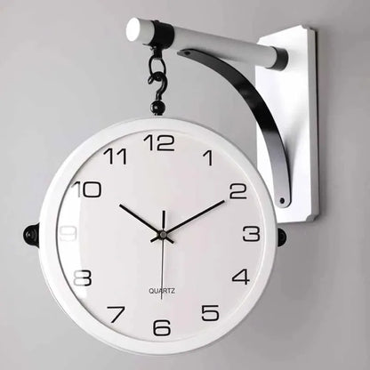 Luxury Wood Double Sided Wall Clocks Movement Silence 360° Rotatable Wall Clock Aesthetic Living Room Decoration Accessories