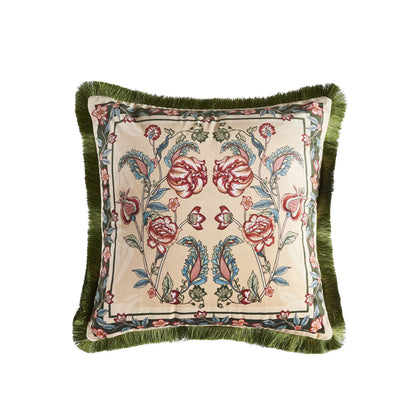 American Retro Tassel Pillowcase, Plant Flower Office Sofa, Bedside Decorative Cushion Cover