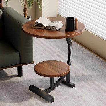 Round Edge Coffee Table with Double Shelf – view 2, modern home furniture