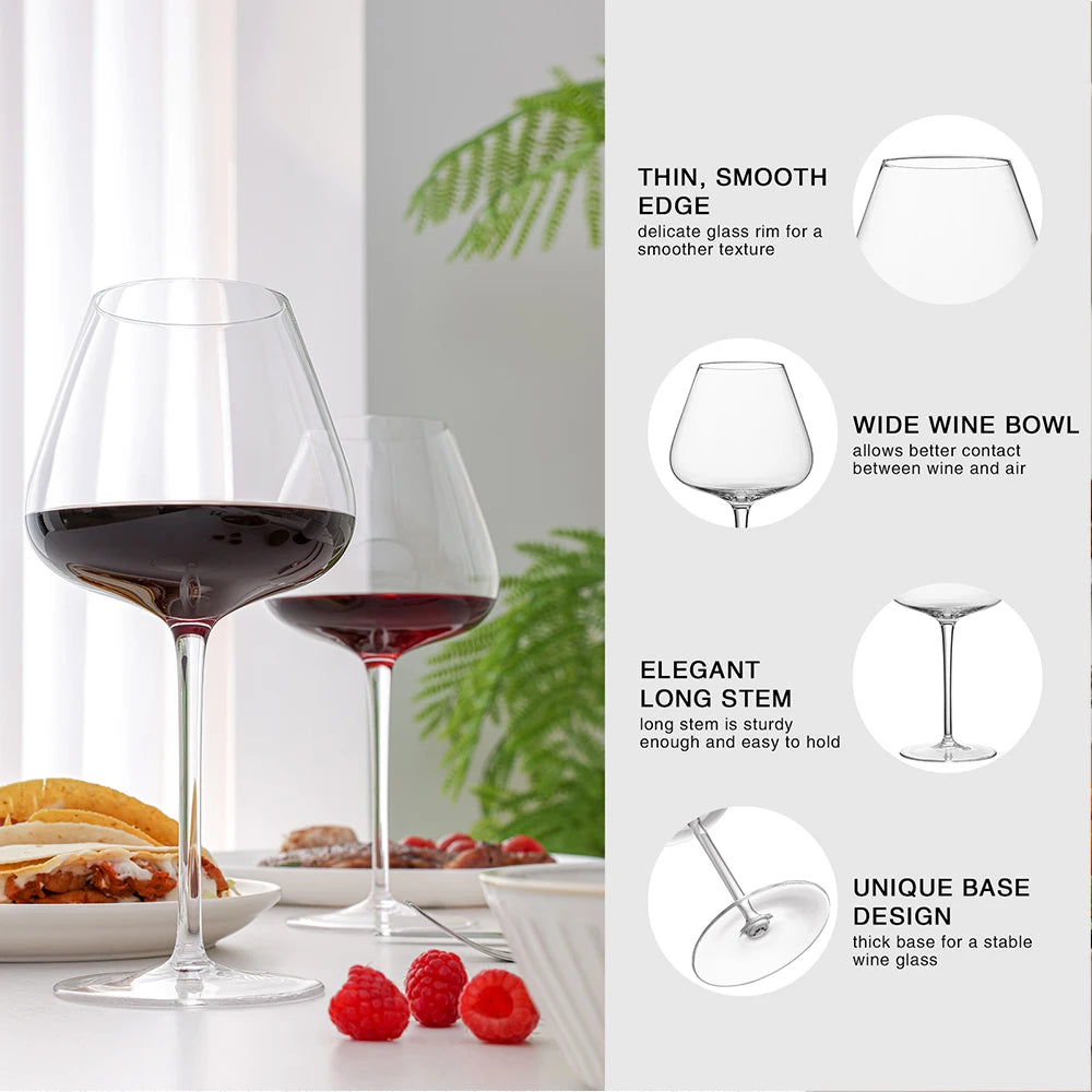 WOTOR 2Pcs/Set High Quality Wine Glass Transparent Red Wine Juice Drink Big Wine Glass Unbreakable Suitable For Wedding Party