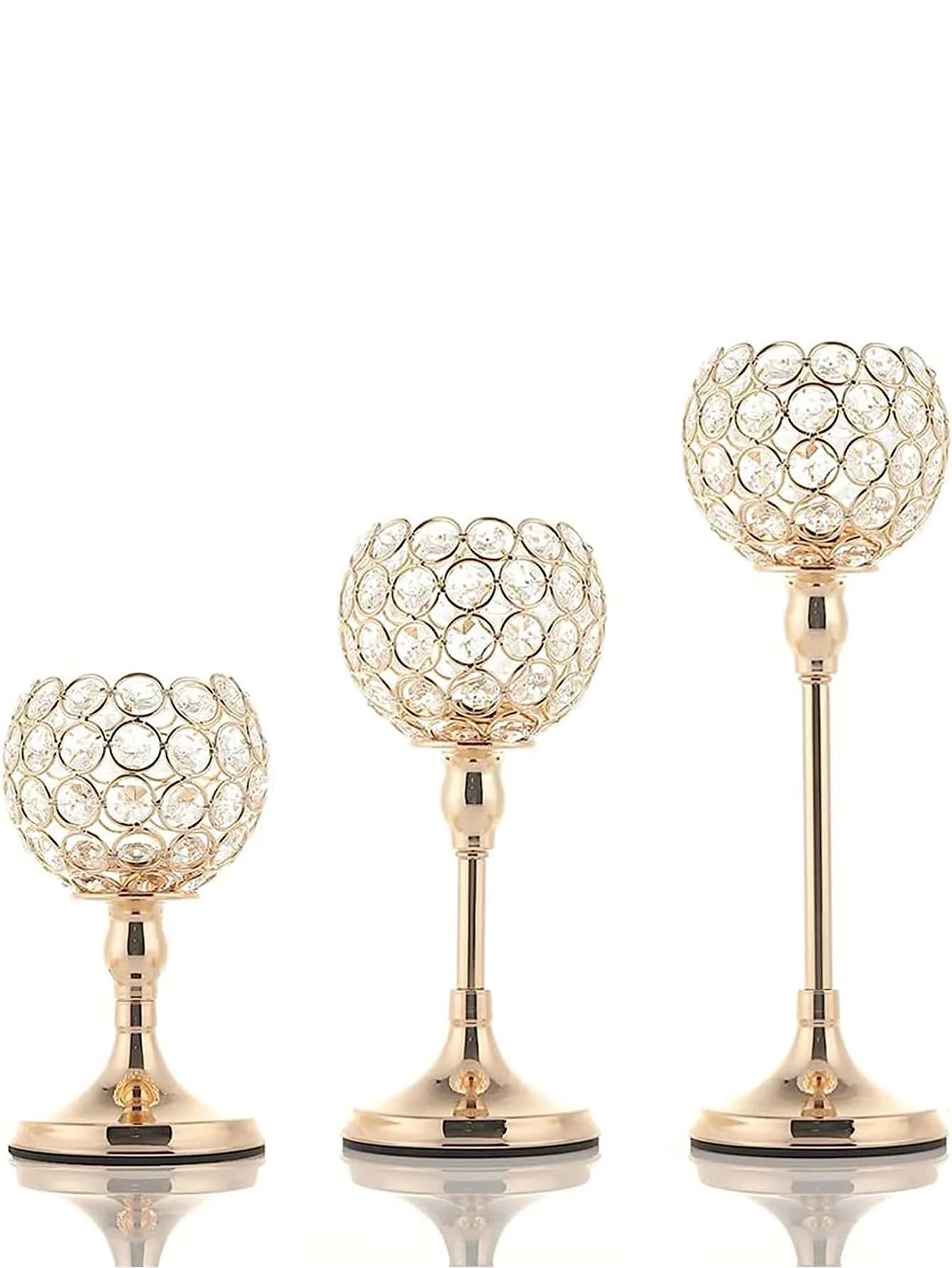Crystal candlesticks for centerpieces, 3-size lamp candlesticks for Christmas, parties, holidays, and home decor