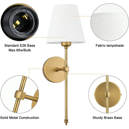 2 E27 non bulb metal wall lamps with fabric lampshades for bedroom and room decoration wall lamps
