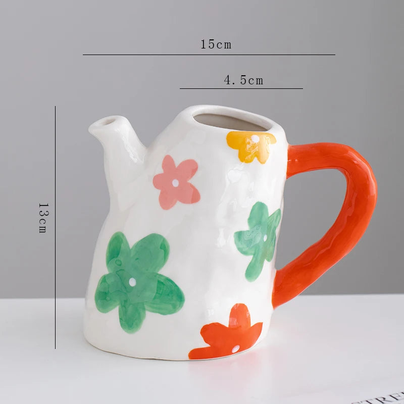 Aesthetic Ceramique Blanc Vase Rustic Kawaii Modern Minimalist Vase Bedroom Ornaments Vasi Per Fiori Home Decoration Living Room