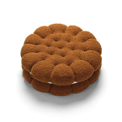 Lamb Wool Biscuit Cushion Cute Cartoon Plush Bolster with Round Sandwich Cookies Home Office Sofa Chair Decorative Pillow