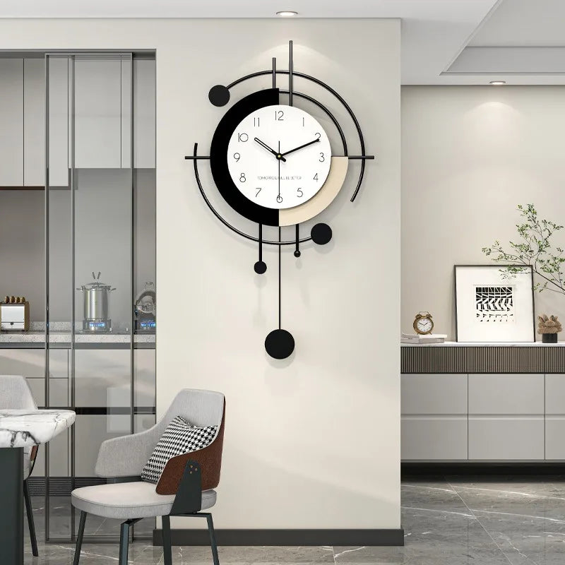 Modern Simple Wall Clock Living Room Silent Luxury Creative Metal Casing Groot Nordic Bedroom Wall Clocks Gift Ideas Home Decor