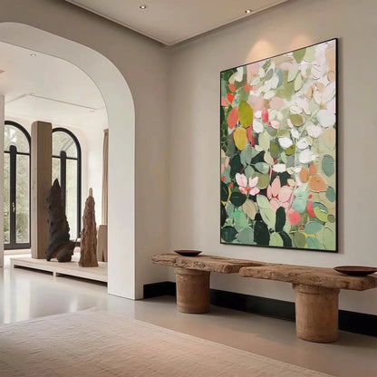 Huge Thick Textured Knife Painted Flower Plants Painting 100% Handmade Abstract Oil Painting Canvas Wall Art For Home Decoration